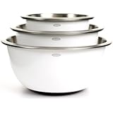 OXO Good Grips 3-Piece Stainless-Steel Mixing Bowl Set, White
