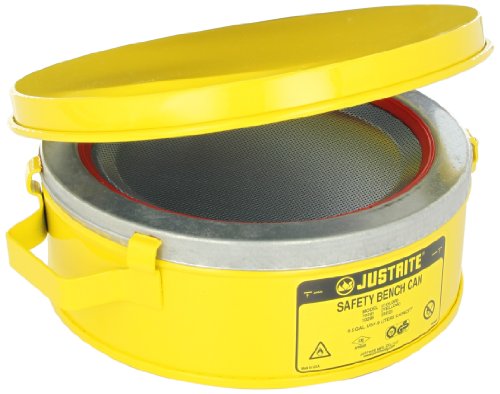 Justrite 10291 Steel Bench Can, 2L Capacity, Yellow