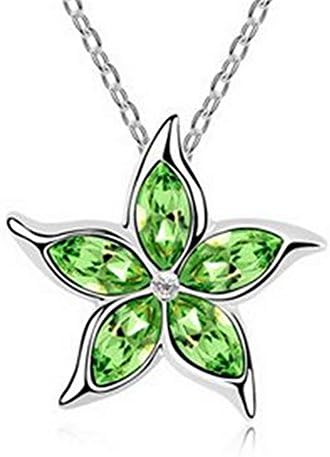 Yuntun Europe Style Crystal Necklace For Women Alloy Colorful Pentacle Pendant(Green)