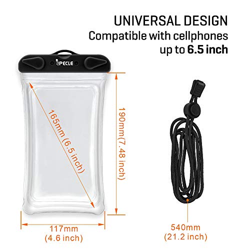 iSPECLE Waterproof Phone Pouch, 4 Pack Clear Waterproof Case Underwater Phone Pouch Bag Floating for Mobile Phone Galaxy Google Pixel LG HTC Black White Green Orange up to 6.5\