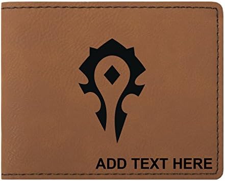 Personalized Engraved World of Warcraft Horde Faux Leather Wallet, Rawhide