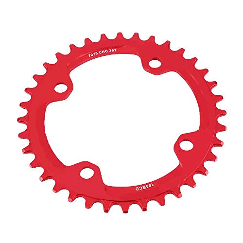 Aosiyp Bike Chainring Guard,Bicycle Chainring 32/34/36/38T BCD 104 Speed Bike Steel Single Crank Chain Ring Repair Parts for Road Bike Mountain Bike(36T-red)