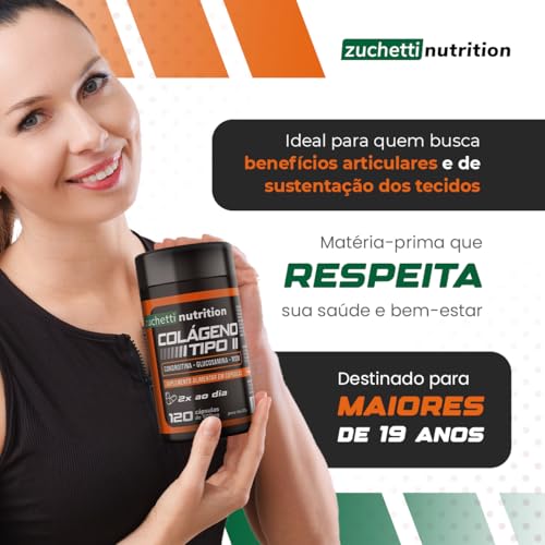Colágeno Tipo 2 Condroitina e Glucosamina Msm 120 Cápsulas 500mg Zuchetti nutrition