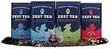 Zest Tea - Sampler Pack of High Caffeine Teas, 64 Tea Sachets - Black Teas: Blue Lady Black, Earl Grey Black, Apple Cinnamon Black | Green Tea: Pomegranate Mojito Green