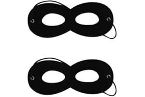 LOVINSHOW 2pcs Black Superhero Felt Eye Masks Halloween Dress Up Masks Cosplay Half Masks with Elastic Rope