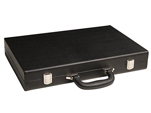 16-inch Premium Backgammon Set - Medium Size - Black Board, Scarlet Red and Patriot Blue Points