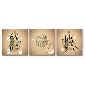 3 Panel Canvas Wall Art Play Basketball Pictures Home Wall Decorations for Bedroom Living Room Paintings Canvas Prints Framed - 12"x12"x3 Panels