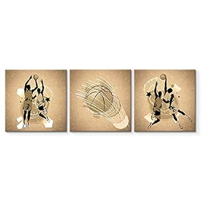 3 Panel Play Basketball Pictures Home Wall for...