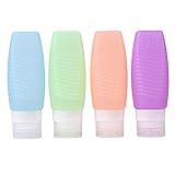 BeautyCoco Portable Silicone Travel Bottles Organizers Travel Containers, Set of 4 (3 Oz/ 78ml)