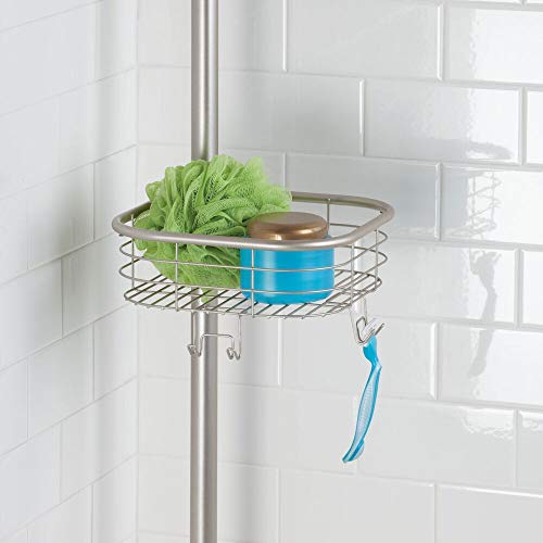 mDesign Metal Bathroom Shower Storage Constant Tension Pole Caddy Adjustable Height 4
