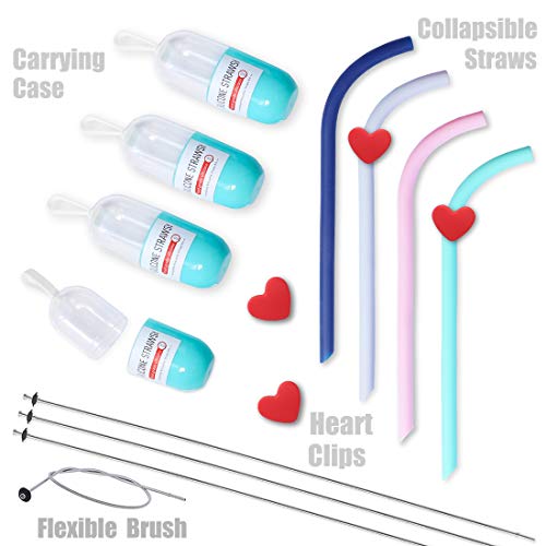 EnjoyView Collapsible Silicone Straws Reusable - 20 & 30 oz Tumblers compatible, Portable Drinking S - //coolthings.us