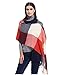 Women's Fashion Long Shawl Big Grid Winter Warm Lattice Large Scarf (Red)