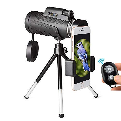 CELINELLE Monocular Telescope 12x50 High Power Waterproof Monocular with Scope Phone Mount & Tripod Monocular Compact Scope BAK4 Prism FMC Monoculars Adults Hunting Birdwatching Camping Travelling