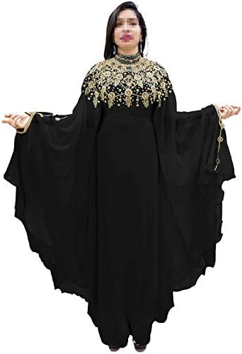African Boutique Dubai Kaftan Abaya Jalabiya Maxi Gown Hand Work Golden Beaded African Dress