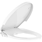 Bidet Toilet Seat for Round Toilet, Non-Electric Dual Nozzle Bidet Attachment with Soft Close Lid, Feminine Hygiene Toilet Seat Cover for Women, Easy Install, White