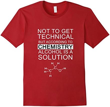 Mens Funny Science Chemistry Alcohol Solution Joke T-Shirt Tee 2XL Cranberry