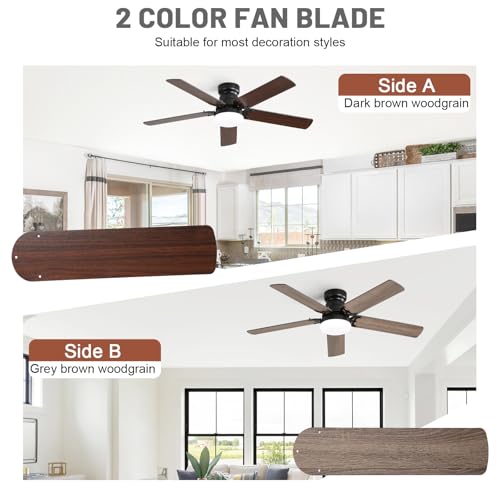 Sofucor 107 cm Ceiling Fan with Light, 6 Speeds, Control, Timer, DC Motor, LED Silent Ceiling Fan with Lamp for Bedroom Living Room