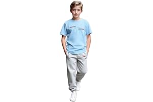 xueteox Boys 2 Piece Activewear Set, Short Sleeve Graphic T-Shirt & Jogger Pants Sports Outfit for Kids 8-12 Years