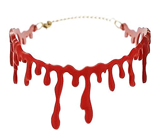 UJLN Bloody Scar Necklace/Horror Blood Drip Necklace/Throat Bleeding Necklace/Party Ladies Supplies for Halloween Mardi Gras Party Adjustable (Red)