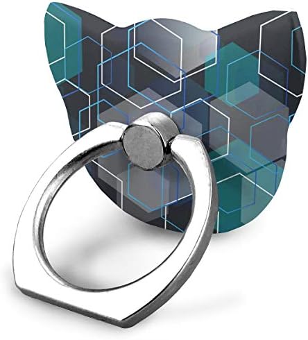 Blue Hexagon 360 Degree Rotation Ladies Cat-Shaped Universal Mobile Phone Ring Bracket Hairpin Ring Finger Smartphone