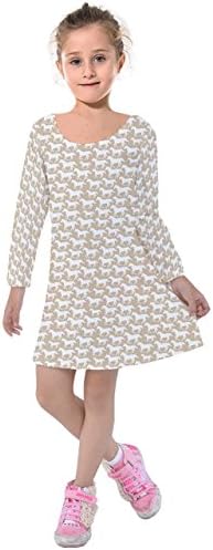 InColour Girls Brown Horses Design Kids' Long Sleeve Velvet Dress-Size:12