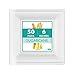 Ilyapa 50 Biodegradable Disposable Square Plates - 6 Inch White Compostable & Microwavable Tree Free Sugarcane Plates for Dessert, Salad or Appetizer, Bulk Set