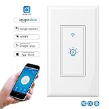 Smart Light Switch,In-wall Wireless Light Switch Compatible with Alexa and Google Home,No Hub Required,Timing Function,Overload Protection,Control Your Fixtures From Anywhere