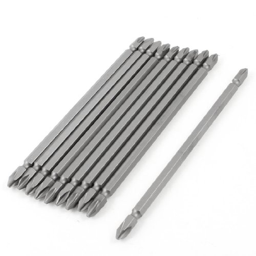 Click Here to See More Images 10 Pcs 7.3mm Hex Shank Double Head PH2 Magnetic Phillips Screwdriver Bits 150mm