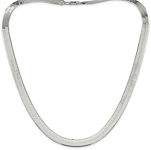 925 Sterling Silver 8.7mm Polished Herringbone Chain Necklace 7" - 24"