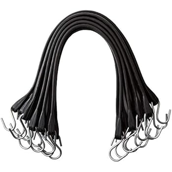 21 Inch Tarp Straps - Rubber Bungee Cords with Crimped S Hooks - Natural Rubber Heavy-Duty Bungee Straps - Weatherproof (Pack of 10)