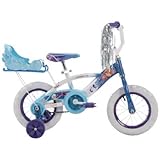 Huffy Girls' Frozen 12 Inch Bike with Sleigh, Blue, 1 Speed, Durable Steel Frame, Comfortable Padded Seat, Outdoor, For Ages 3 to 5 Years Old