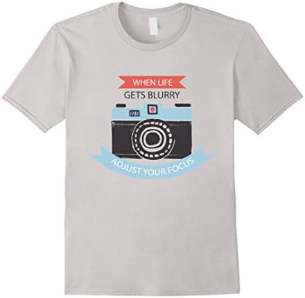 Men's When Life Get's Blurry Adjust Your Focus Photography T-Shirt Large Silver