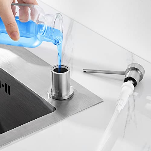 CEICPA Soap Dispenser for Kitchen, Soap Dispenser for Sink with 500 ml Bottle and 1.2 m Extension Hose, 360° Rotating Pump, Brushed