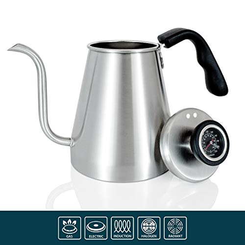 Pour Over Coffee Kettle and Tea Kettle with Builtin Thermometer 1.0L