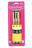 Sakura 38881 3-Piece Pigma Blister Card Graphic Ink Pen Set, Black