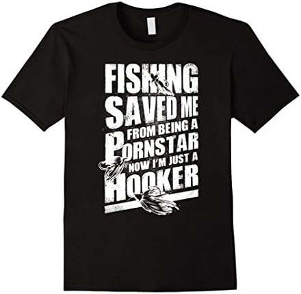 Men's Fishing Save Me From Being Pornstar Shirt - Fishing T-shirt Large Black