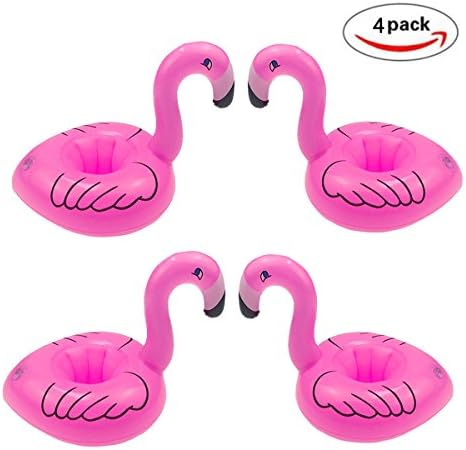 Drink Pool Floats,Zelog 4 Pcs Inflatable Pool Floating Drink Holder with Inflator for Adults