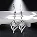Elegant Lovely 925 Sterling Silver Angel Wing Dangle Drop Hook Earring with White AAAAA Cubic Zirconia Allergy Free Wedding Engagement Party Jewellery