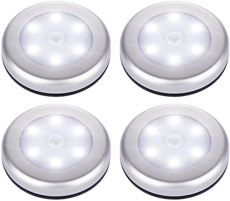 Tradinno Motion Sensor Light,Battery Powered LED Night Light for Hallway, Cabinet, Doorway, Bedroom, Closet, Cupboard, Bathroom, Toilet (Stick-on Anywhere, Battery-powered, Built-in Magnet), 4-Pack