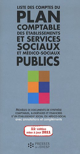 Liste des comptes du plan comptable des établissements et services sociaux et médico-sociaux publics