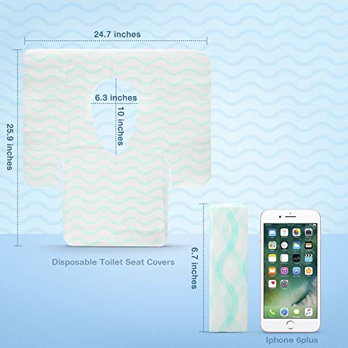 Disposable Toilet Seat Covers Extra Large 20 Packs Perfect for Adults and Kids Potty Training with Individually Wrapped Home Travel Use (Wave)