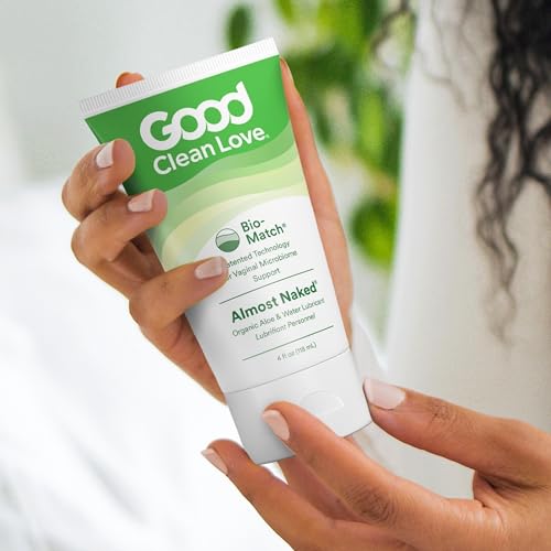 Good Clean Love Almost Naked Water-Based Lube, Personal Lubricant with Organic Aloe Vera, Safe for Adult Toys & Condoms, pH-Balanced, Clean Intimate Wellness Gel for Men & Women, 4 Oz (2-Pack)