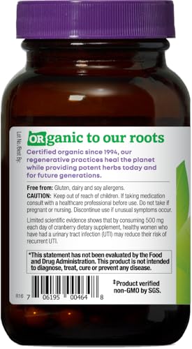 Oregon's Wild Harvest Non-GMO Gluten-Free Cranberry, Organic Herbal Supplements, 60 Count