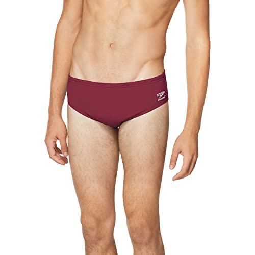 Speedo Mens Swimsuit Brief Endurance+ Solid Adult, Team Maroon, 40
