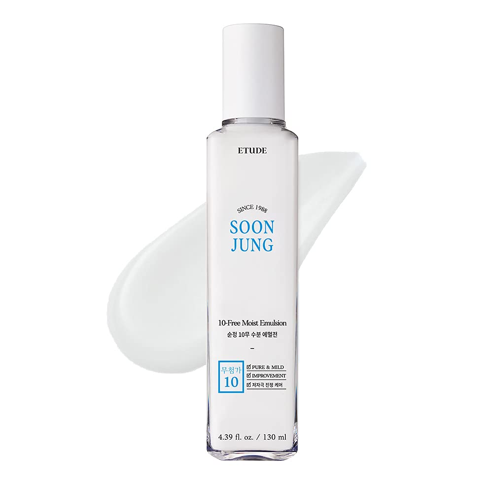 Etude House SoonJung 10 Free Moist Emulsion 130ml 21AD; Hypoallergenic Non-Irritating Hydrating Emulsion for Skin Damage Care and Relaxation