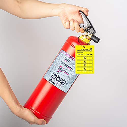 Monthly Fire Extinguisher Inspection Tags [25 Pack] for Indoor Or