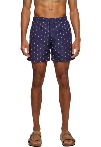 Herren Swim Shorts – Schnelltrocknende Badehose mit Innenslip und Taschen für Strand Pool Urlaub und sportliche Aktivitäten,Flamingo,M
