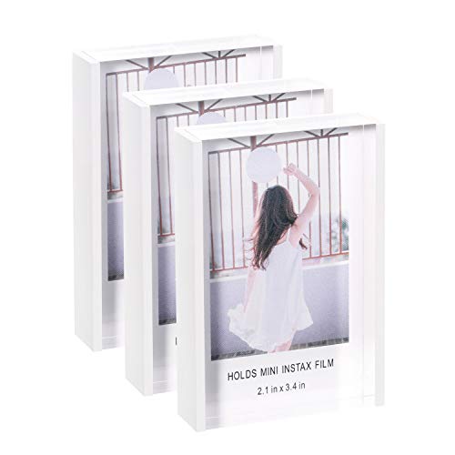 Phattopa Instax Mini Acrylic Picture Frames 2×3, Cute Polaroid Picture Frame, Desktop & Tabletop Picture Frames Set…