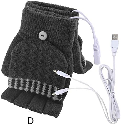 Electric Heating Gloves, Laptop Women Men USB Heated Mitten Full&Half Finger Winter Warm Knit Hand Gloves