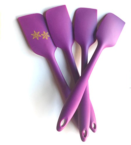 Snowflake Mandala Spatula, Set Of 4 Pcs, By Sililids, Non Stick, Heat Safe, Ergonomic, Steel Core, Seamless Construction, 500 Degree Resistant, BPA Free.
